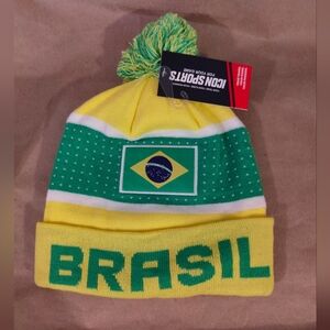 Brasil national team knit beanie with a pom-pom